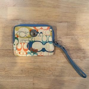 Colorful coach logo wristlet with pockets